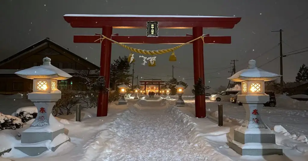 Japanese New Year Hatsumode at midnight