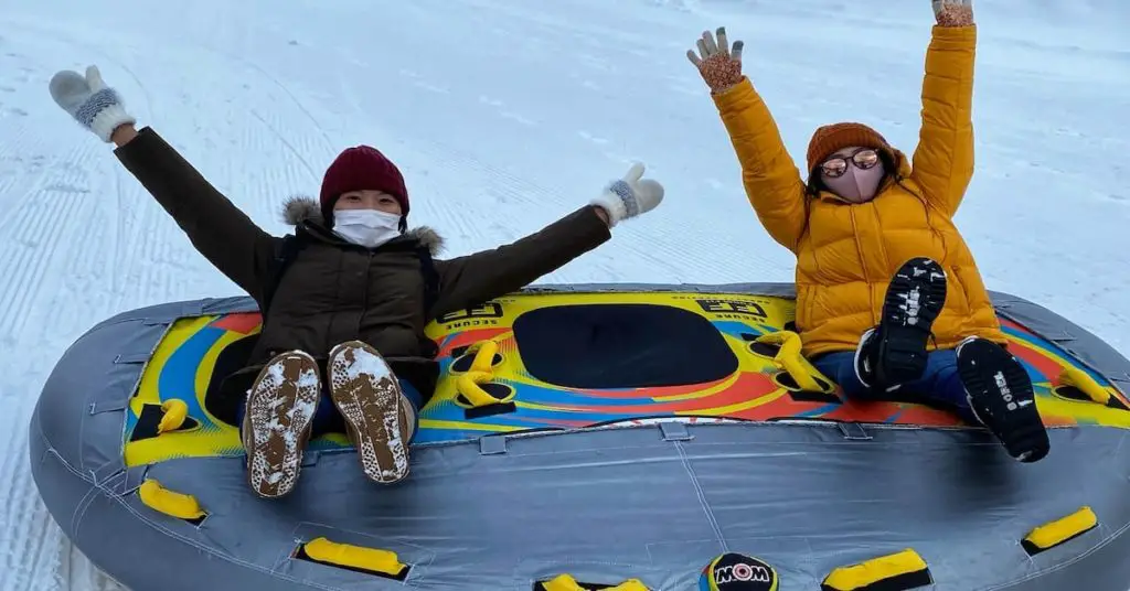 snow rafting at Greenpia Hokkaido